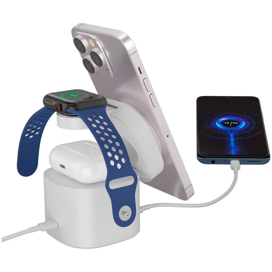 Canyon 4 in 1 Wireless Charging Stand, 30W max, Size: 70x70x70.3mm, weight: 414g, with 65W charger and 1M cable, white - slika 4