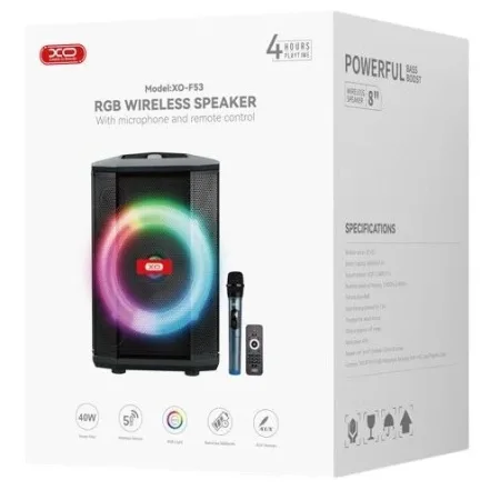 XO Bluetooth Speaker + Karaoke MIC F53 Xingmu Black 40W - slika 5