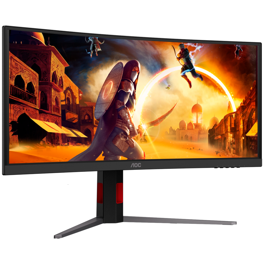 AOC Monitor Gaming CU34G4CA Curved 34", UWQHD (3440x1440), Fast VA, 1500R, 180Hz, 1ms (GtG), 450cd/m2, 3000:1, Adaptive Sync, HDR400, USB hub, 1x USB-C (DP Alt mode, PD 90W), 2x HDMI 2.0, 1x DP 1.4, K - slika 2