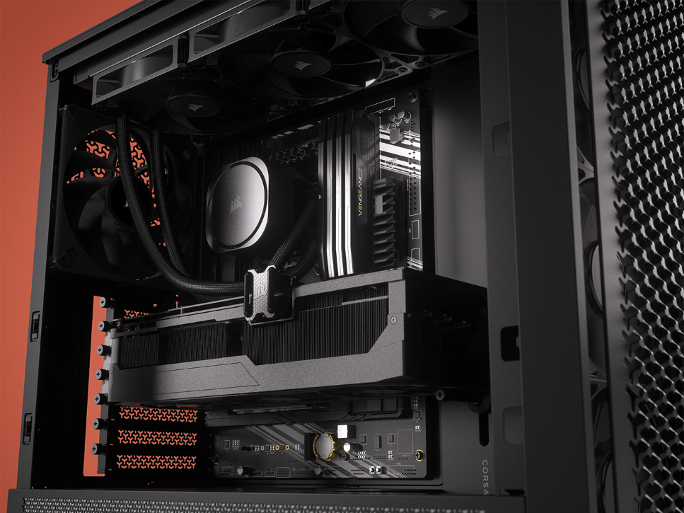 CORSAIR FRAME 4000D RS Case3xRS120 fans, 360mm radiator170mm cooler, 430mm GPU, ATX, Black - slika 8