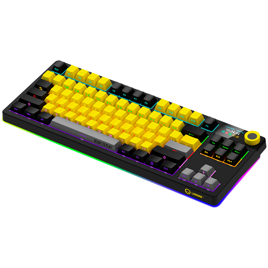 LORGAR KBP70TKLW, Wireless TKL Mechanical Gaming Keyboard Pro, Black/yellow, EN layout - slika 7