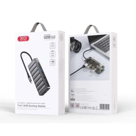 XO HUB016 USB Type-C Multi-hub 7in1 Docking Station - slika 2