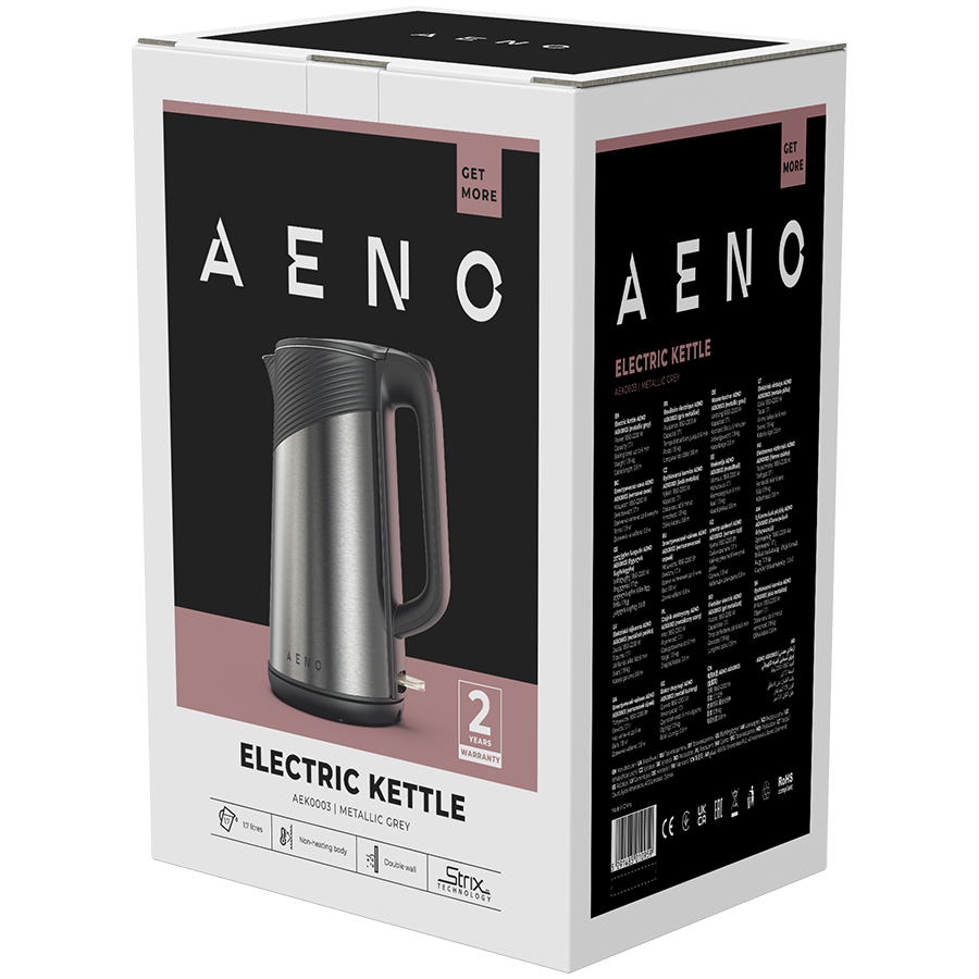 AENO Electric Kettle EK3: 1850-2200W, 1.7L, Strix, Double-walls, Non-heating body, Auto Power Off, Dry tank Protection - slika 4