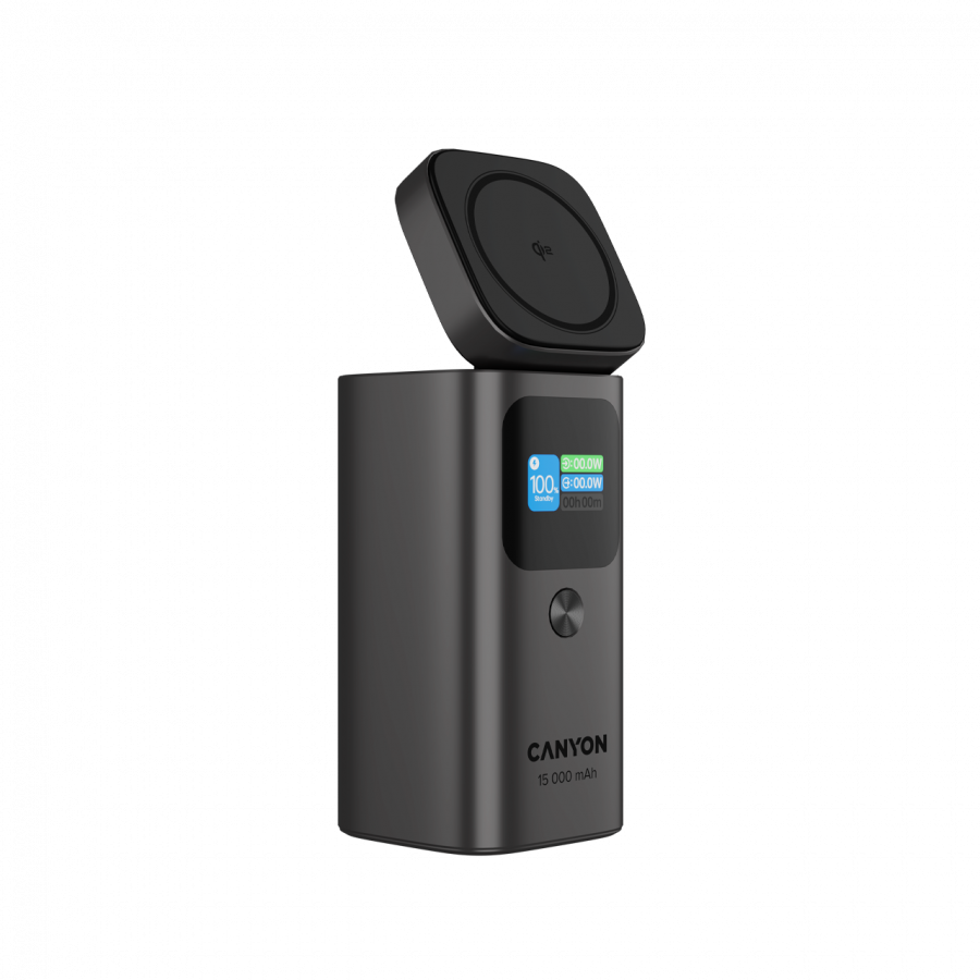 CANYON Qi2 magnetic power bank OnPower 150 15000mAh Aluminium Dark grey - slika 5