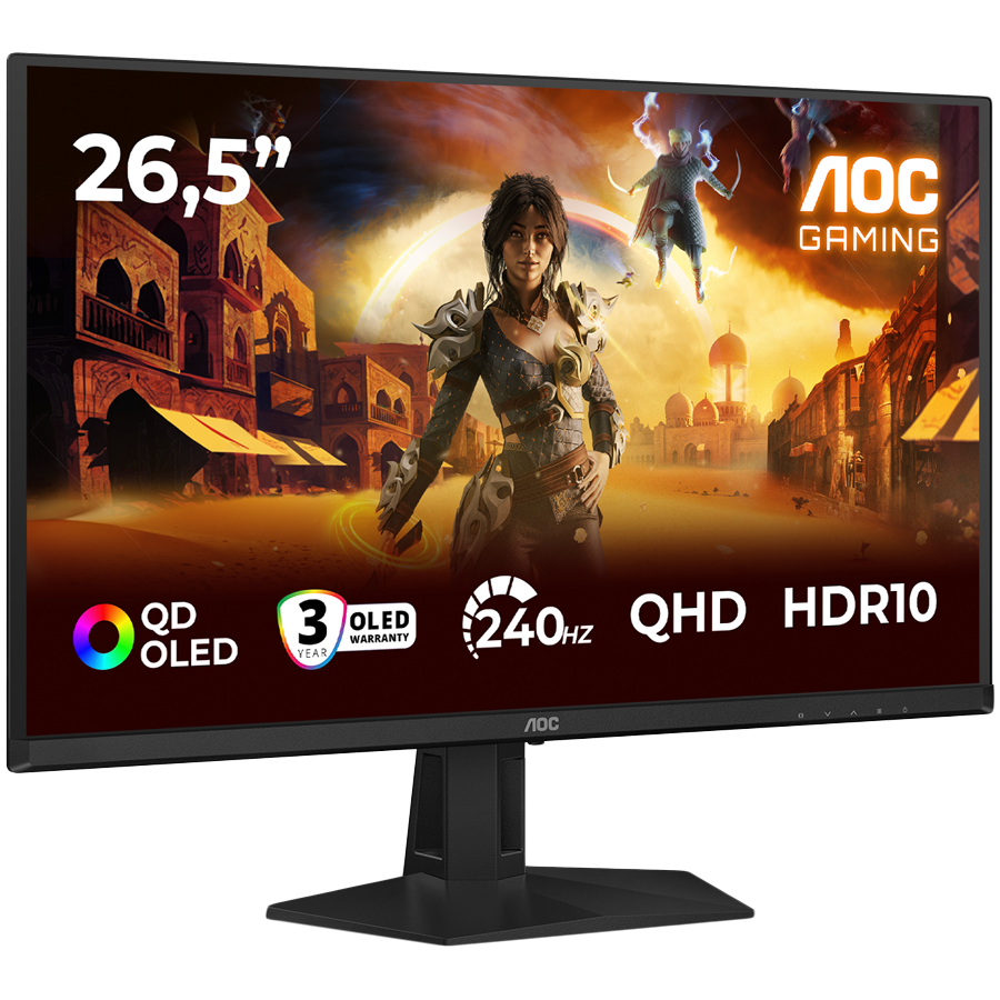 AOC Monitor Gaming OLED Q27G41ZDF 26.5", QHD (2560x1440), QD-OLED, 240Hz, 0.03ms, 400 cd/m2, Adaptive Sync, G-Sync Compatible, HDR10, USB hub, 1x HDMI 2.0, 1x DP 1.4 - slika 2