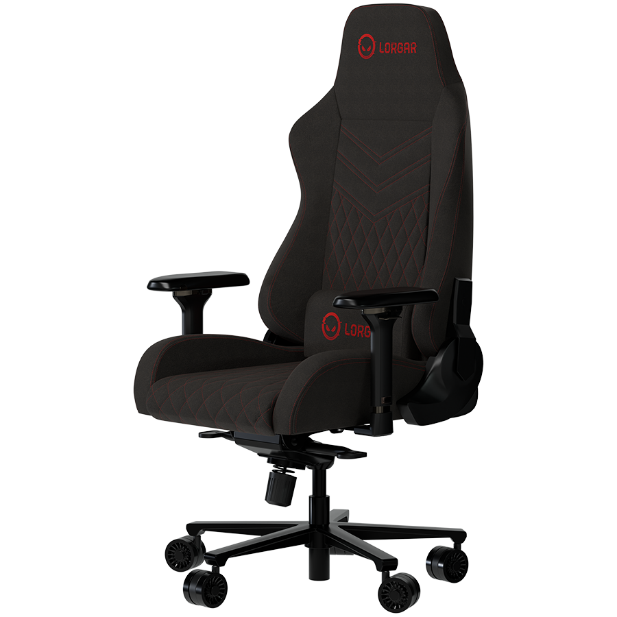 LORGAR Ace 422, Gaming chair, Anti-stain durable fabric, 1.8 mm metal frame, multiblock mechanism, 4D armrests, 5 Star aluminium base, Class-4 gas lift, 75mm PU casters, Black + red - slika 2