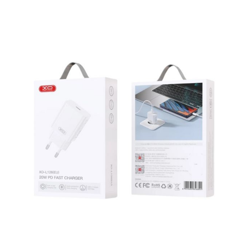 Kucni punjac XO L126 USB-C PD20W fast White - glava