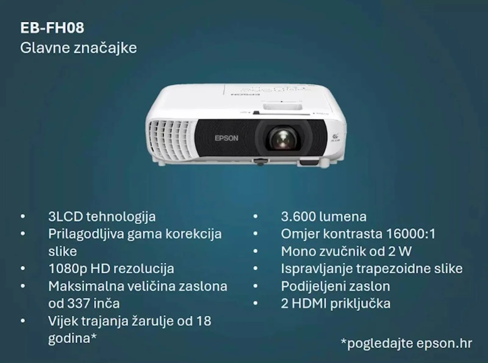 Projektor Epson EB-FH08 - slika 2