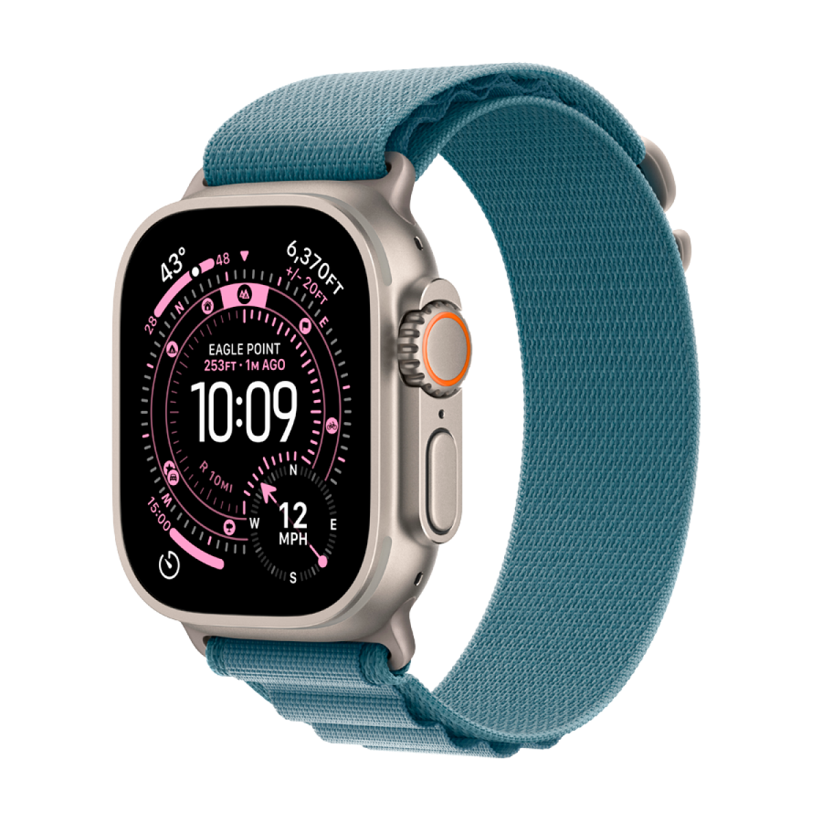 Apple Watch Ultra 3 Cellular 49mm Natural Titanium Case with Light Blue Alpine Loop - Large - slika 5