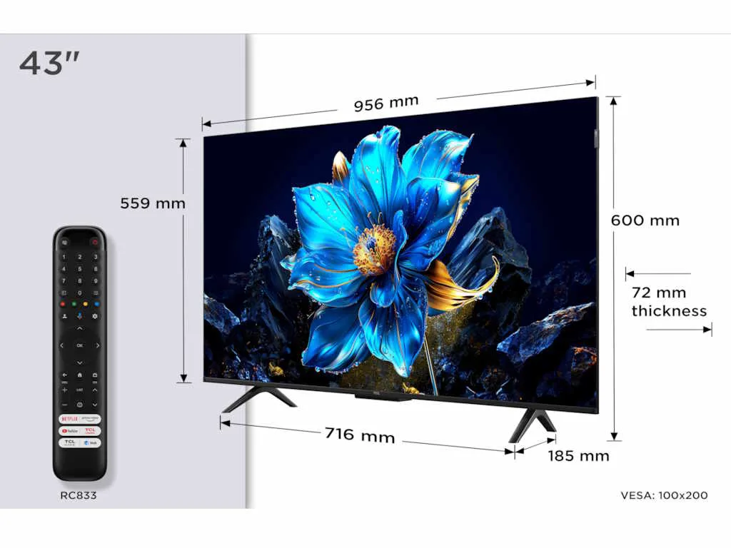 TCL 43"P7K 4K QLED TV 60HzGoogle TV; HDR multi-format;HVA Panel; Game Master; Dolby Atmos; - slika 3