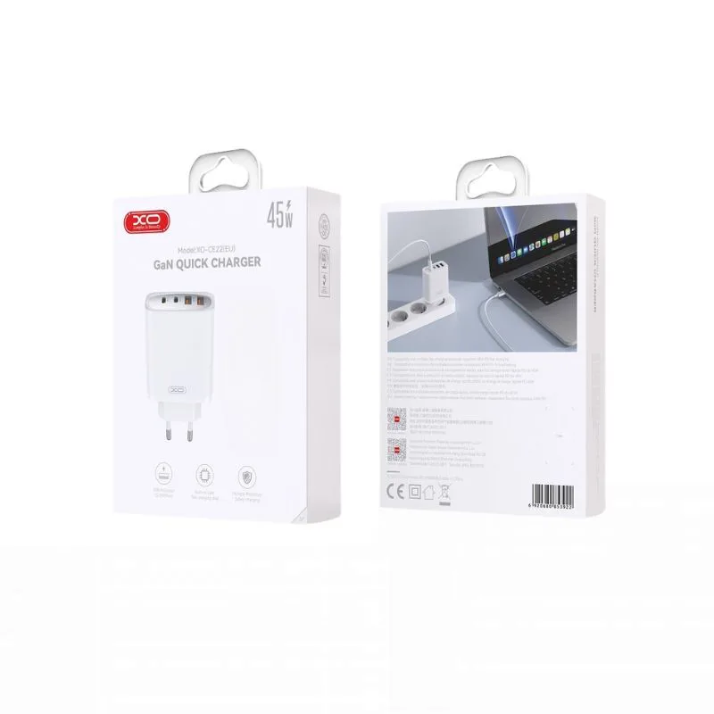 Kucni punjac XO CE22 2USB-C+ 2USB-A 45W White - glava - slika 3
