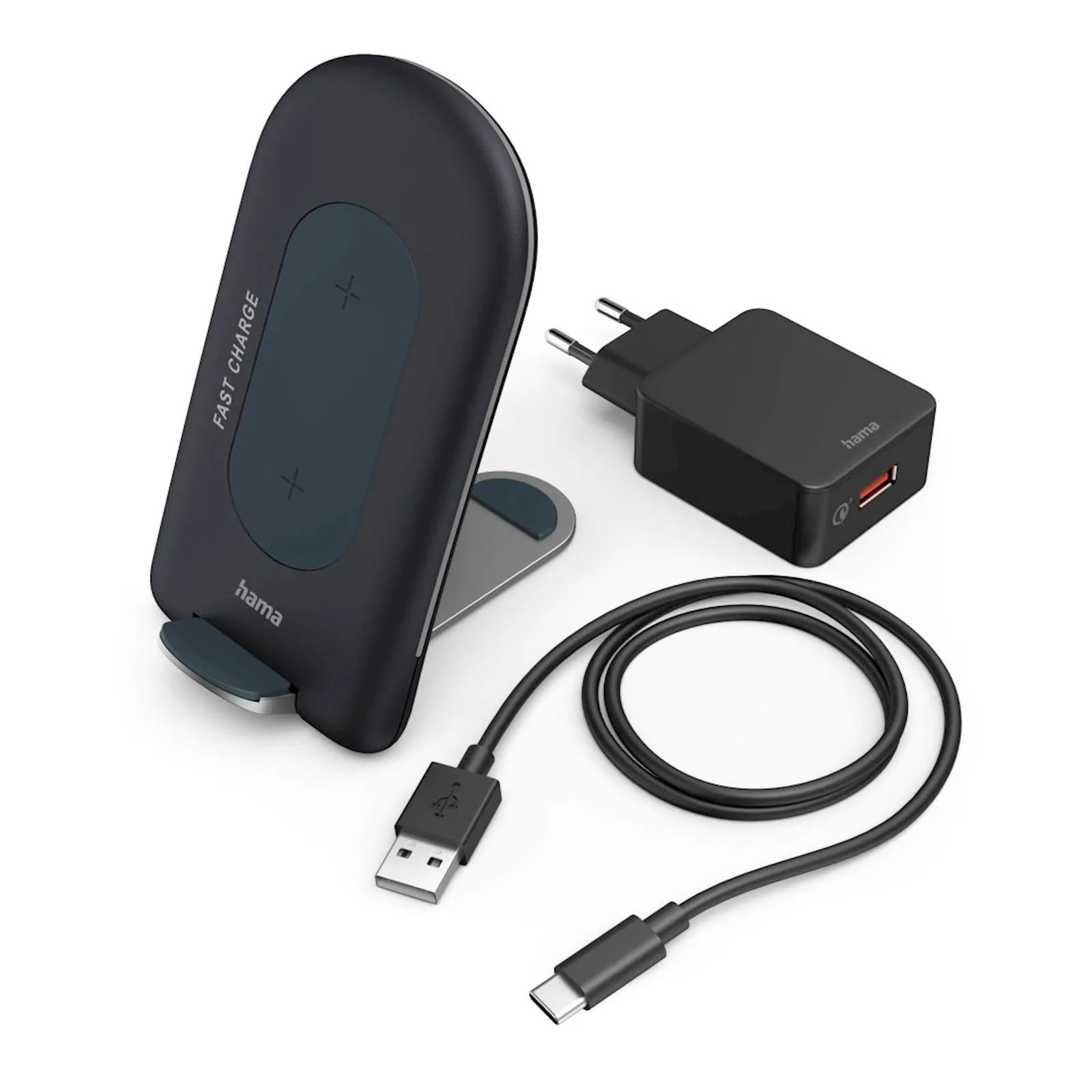 Wireless punjač set QI-FC15S, 15W, antracit - slika 2