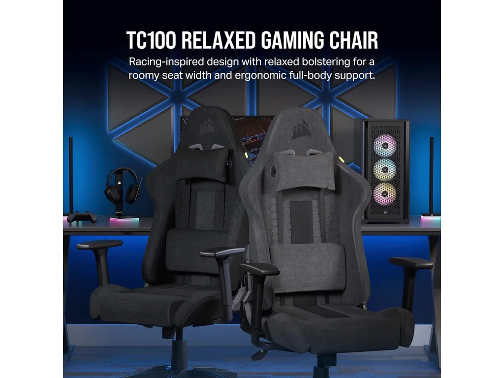 Corsair TC100 Gaming ChairRelaxed, Fabric Black/Grey120kg - slika 2