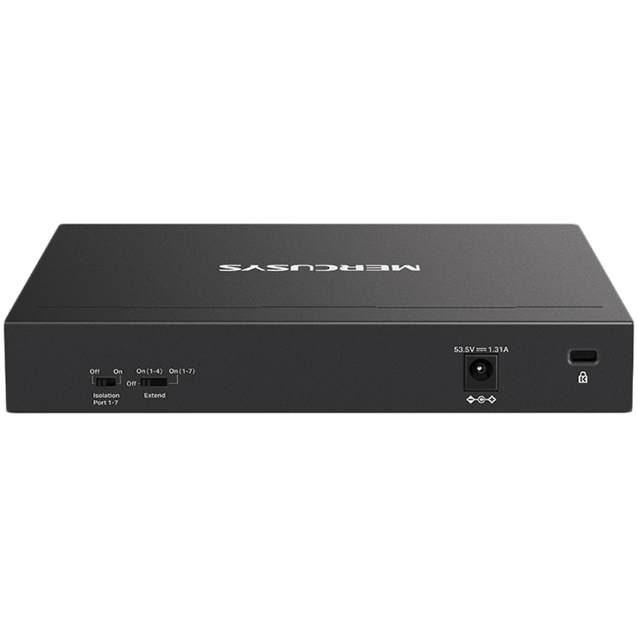 Mercusys MS108GP 8-Port Gigabit Desktop Switch with 7-Port PoE+, 7× Gigabit PoE+ Ports, 1× Gigabit Non-PoE Ports, Compatible with 802.3af/at PDs, 65 W PoE Power, Desktop Steel Case, Wall Mounting,Exte - slika 3