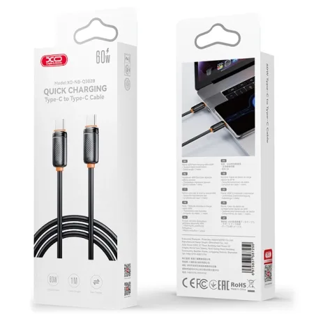 XO NB-Q302B High Speed Type-C 60W Cable 1m Black - slika 3
