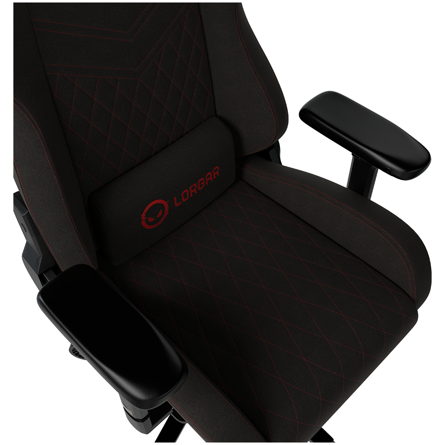 LORGAR Ace 422, Gaming chair, Anti-stain durable fabric, 1.8 mm metal frame, multiblock mechanism, 4D armrests, 5 Star aluminium base, Class-4 gas lift, 75mm PU casters, Black + red - slika 6