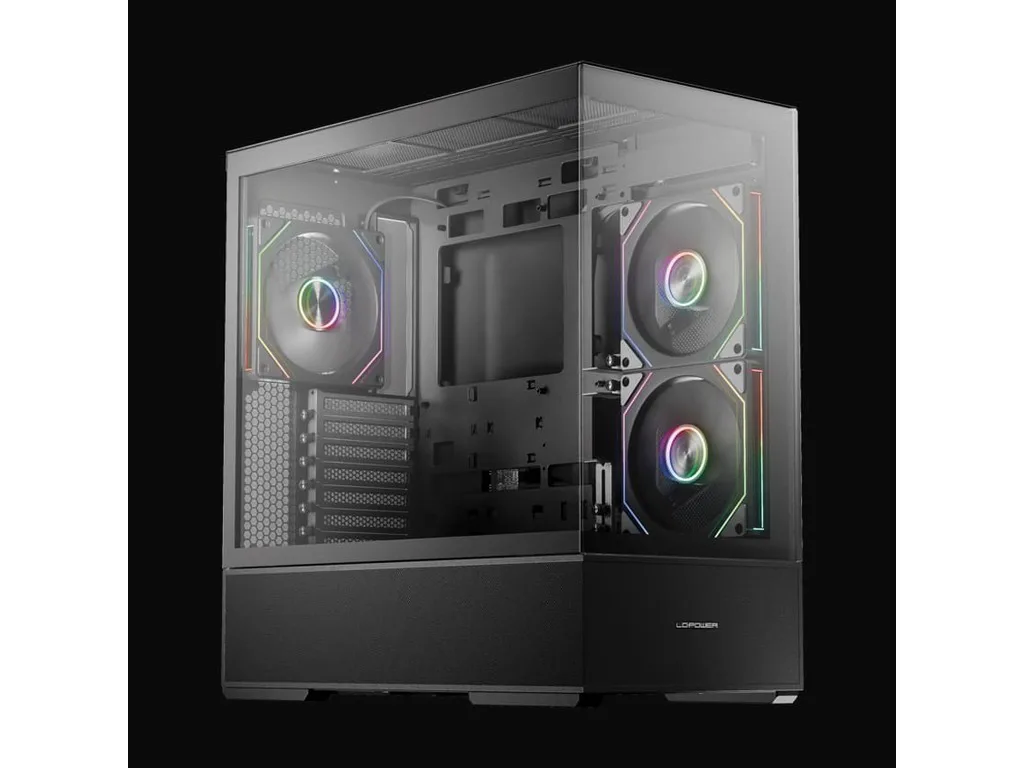 LC-Power Case Gaming 812BOnyx Vision, Midi-Tower, ATX3xARGB fans,GPU: 400mm, CPU Cooler: 190m - slika 2