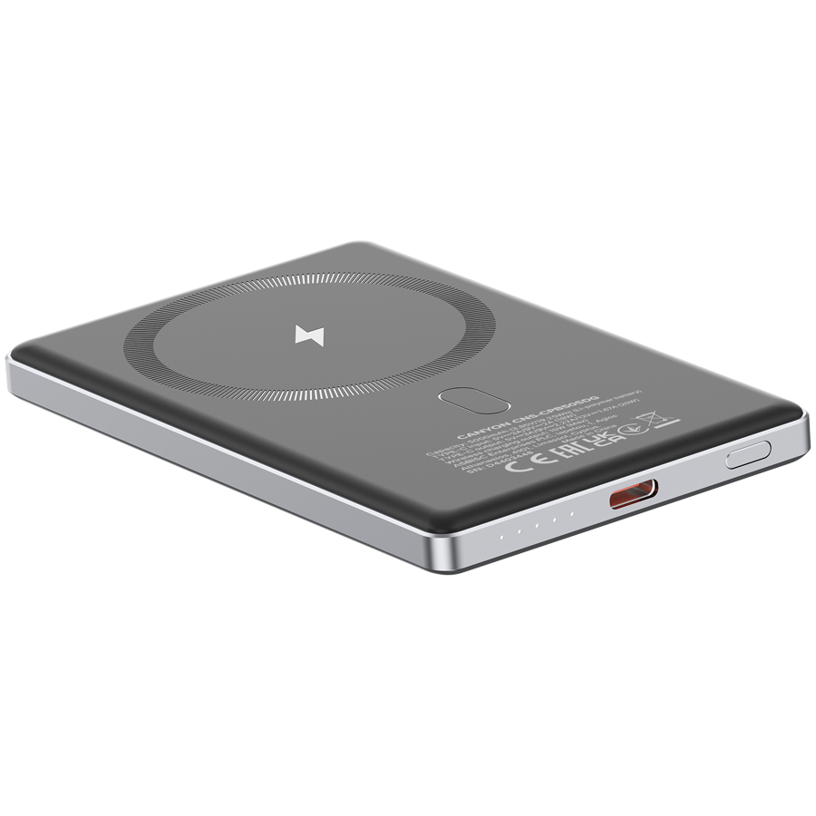 CANYON power bank OnPower 505 slim Magnetic 5000 mAh PD20W Tamno sivi - slika 5