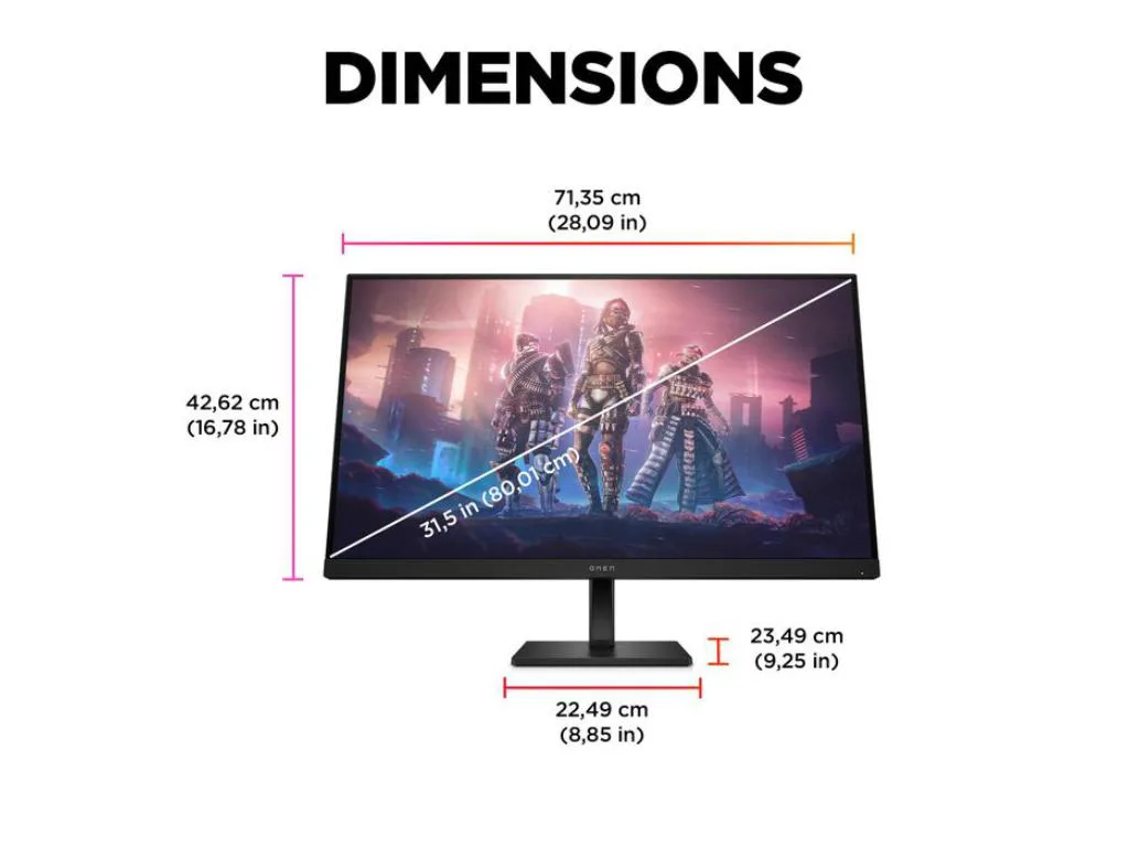 OMEN 32q QHD1  Flat IPS 165Hz31,5,QHD,1ms,400CD,165Hz,10001,DP,2xHDMI,Height,Pivot,2godine garanci - slika 4
