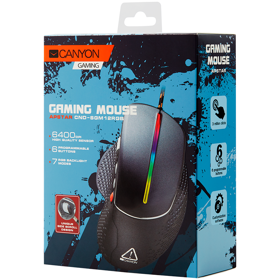 CANYON mouse Apstar GM-12 RGB 6buttons Wired Dark Grey - slika 3
