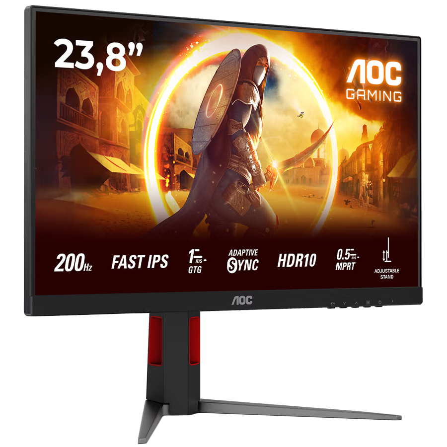 AOC Monitor Gaming 24G4HA, 24" (23.8" viewable), Fast IPS, FHD (1920x1080), 200Hz, 0.5ms MPRT (1ms GtG), 300 cd/m2, 1000:1, Adaptive Sync, G-Sync Compatible, HDR10, 2x HDMI 2.0, 1x DP 1.4, Speakers, F - slika 2
