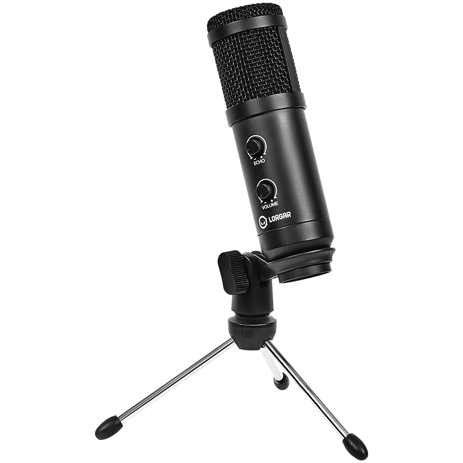 LORGAR Soner 313, Gaming Microphones, Black, USB condenser microphone with Volume Knob & Echo Kob, including 1x Microphone, 1 x 2.5M USB Cable, 1 x Tripod Stand, 1 x User Manual, body size: Φ47.4*158. - slika 7