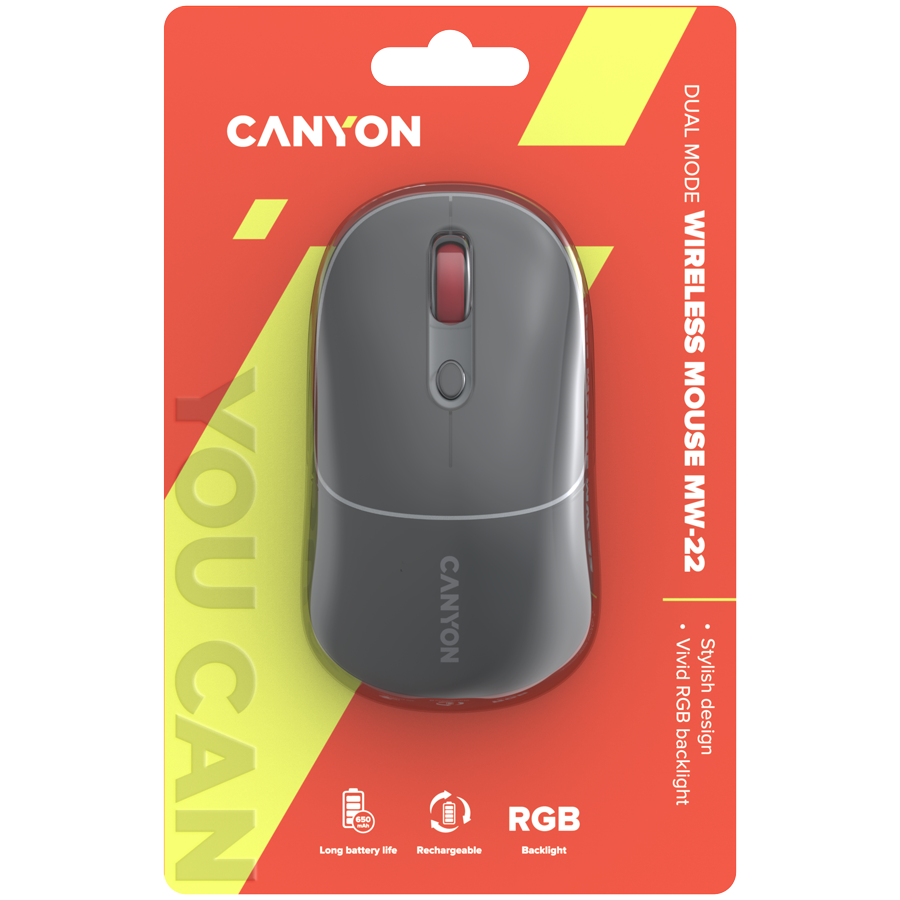 CANYON mouse MW-22 2in1 BT/ Wireless Dark Grey - slika 6