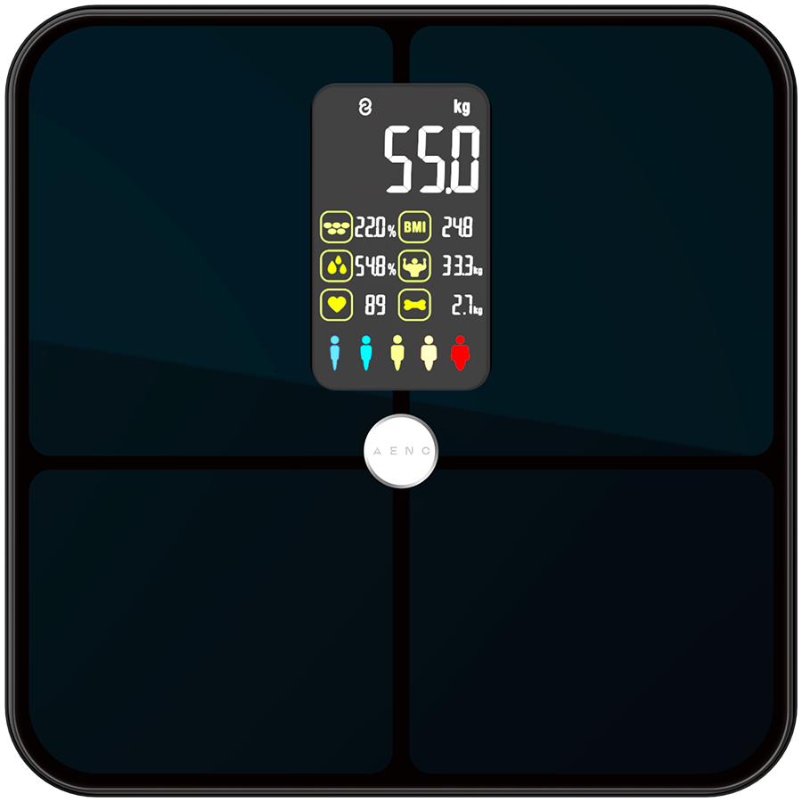 AENO Smart Body scales BS2S, 16 body metrics, up to 180kg, colorful display - slika 3