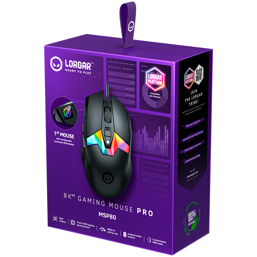 LORGAR MSP80, 8000 Hz Gaming Mouse Pro, Black - slika 8