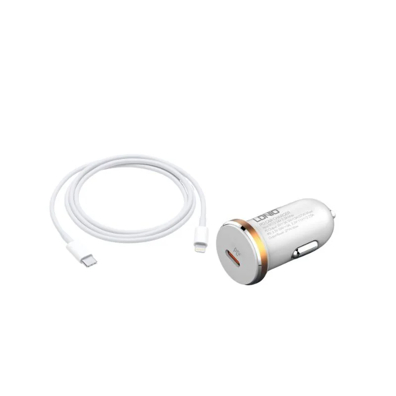 Auto punjac LDNIO C22Q 27W PD Type C + Type iPhone kabal - slika 4