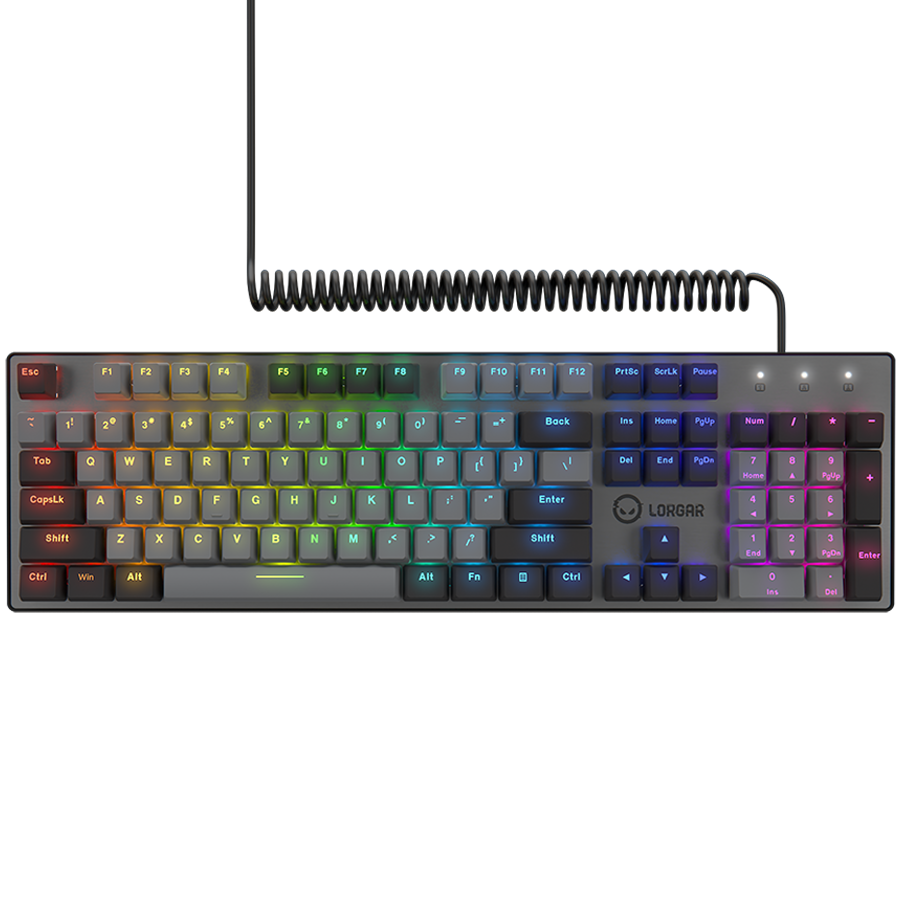 LORGAR Azar 514, Wired mechanical gaming keyboard, RGB backlight, 1680000 colour variations, 18 modes, keys number: 104, 50M clicks, linear dream switches, spring cable up to 3.4m, ABS plastic+metal,  - slika 2