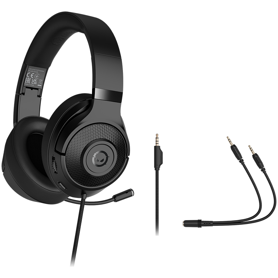 LORGAR Noah 101, Gaming headset with microphone, 3.5mm jack connection, cable length 2m, foldable design, PU leather ear pads, size: 185*195*80mm, 0.245kg, black - slika 5