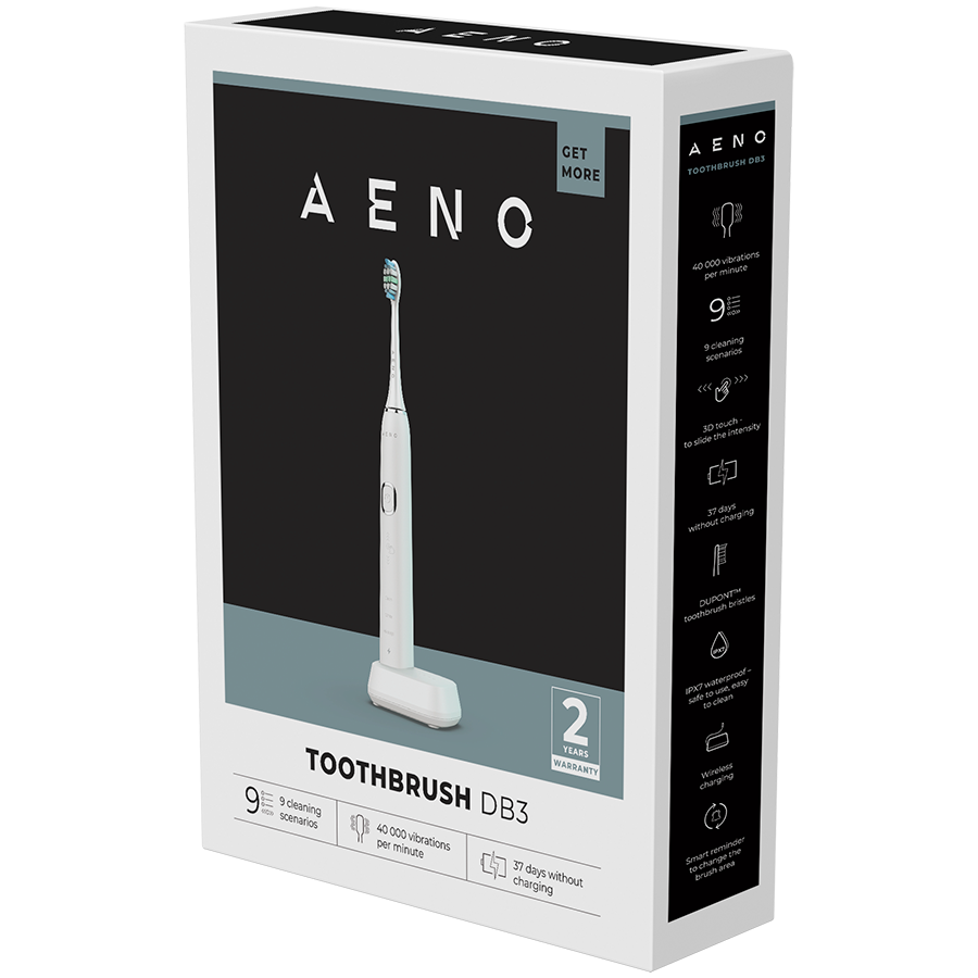 AENO Sonic Electric Toothbrush, DB3: White, 9 scenarios, with 3D touch, wireless charging, 46000rpm, 40 days without charging, IPX7 - slika 7