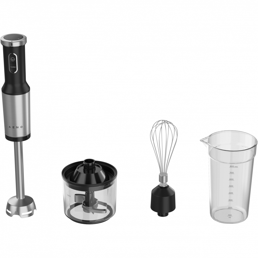 Hand Blender, 1200W in CB, Black, Tiger Teeth Cutter, Whisk, Food Processor, Cup - slika 2