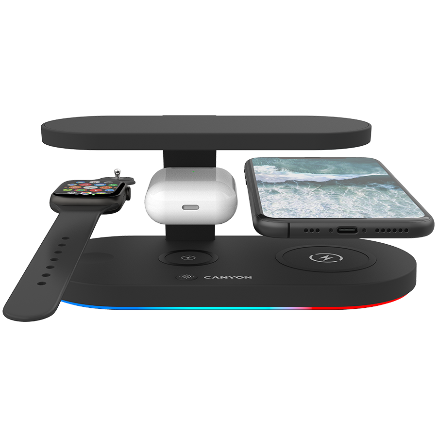 CANYON wireless charger WS-501 15W 5in1 UV Black - slika 4