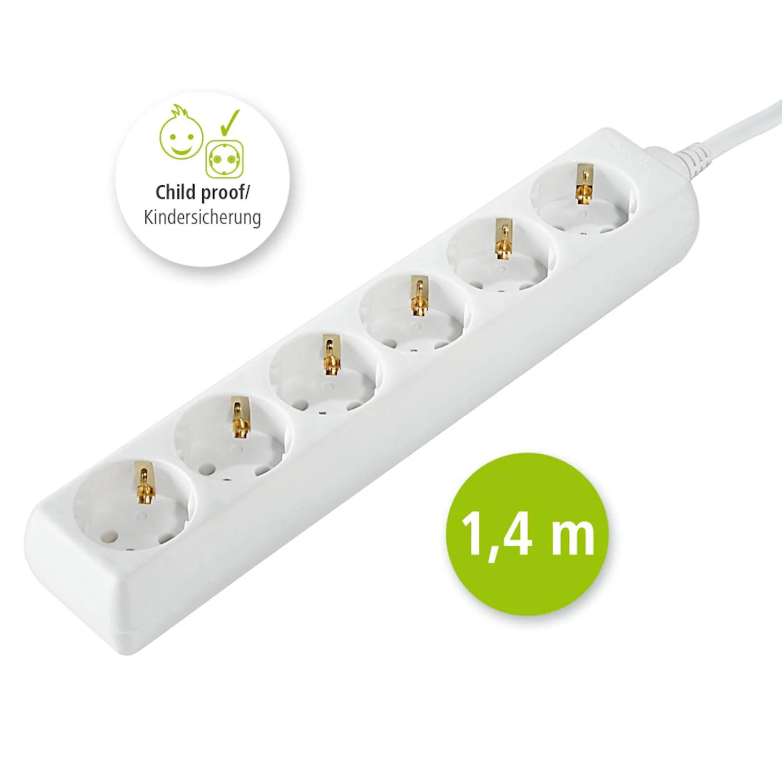 Produžni kabl HAMA, bijeli, 6 utičnica, 1,4m - slika 2
