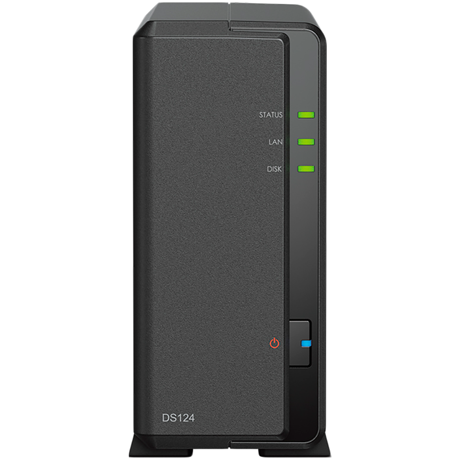 Synology DiskStation DS124 1-Bay NAS, CPU 4-core 1.7 GHz, 1 GB DDR4, 1 x 1Gbe LAN, 2 x USB 3.2