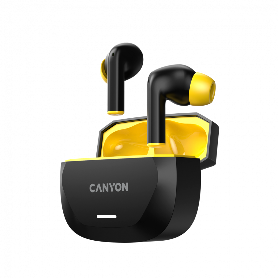 CANYON headset HEXAGON 7 TWS ANC+ENC Wireless Charge Black Yellow - slika 2