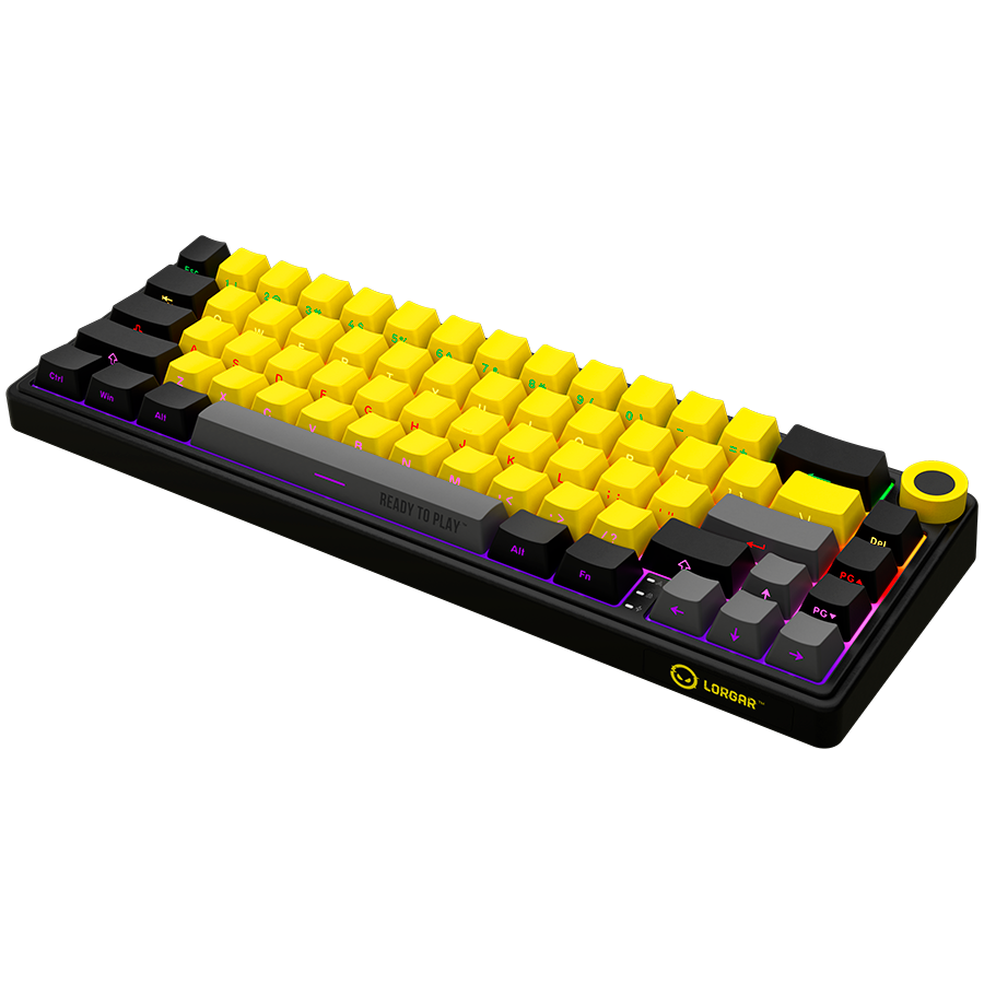 LORGAR KBP70MW, Wireless 65% Mechanical Gaming Keyboard Pro, Black/yellow, EN layout - slika 7