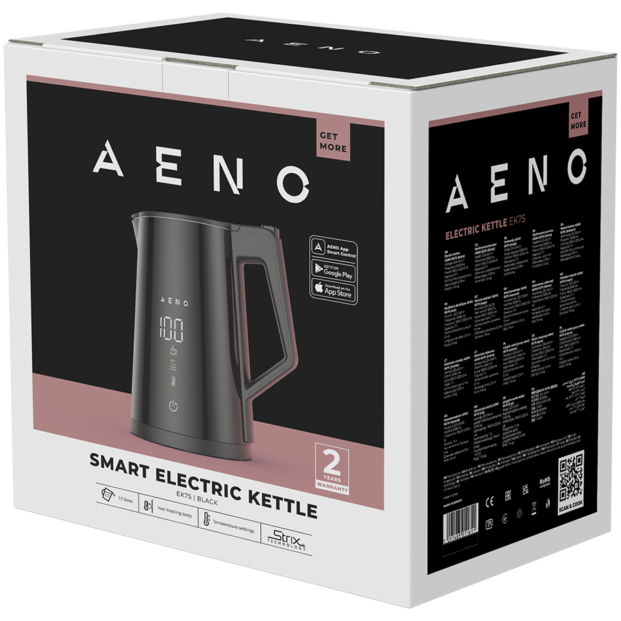 AENO Electric Kettle EK7S Smart: 1850-2200W, 1.7L, Strix, Double-walls, Temperature Control, Keep warm Function, Control via Wi-Fi, LED-display, Non-heating body, Auto Power Off, Dry tank Protection - slika 4