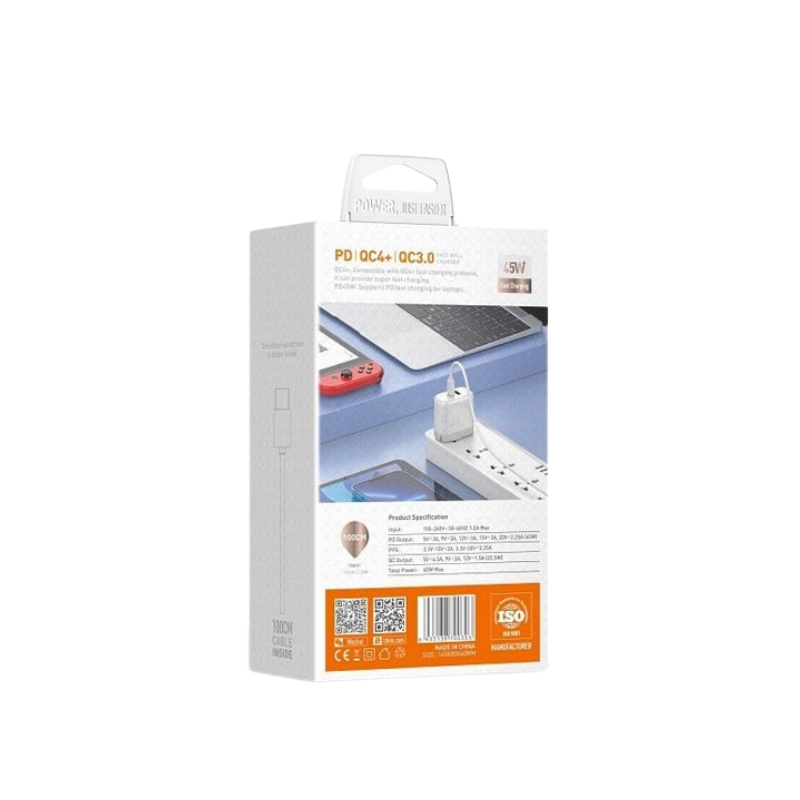 Kucni punjac LDNIO A2526C 45W PD + (QC4+ | QC3.0) (USB-A + USB-C) kabal type-C - lightning - slika 4