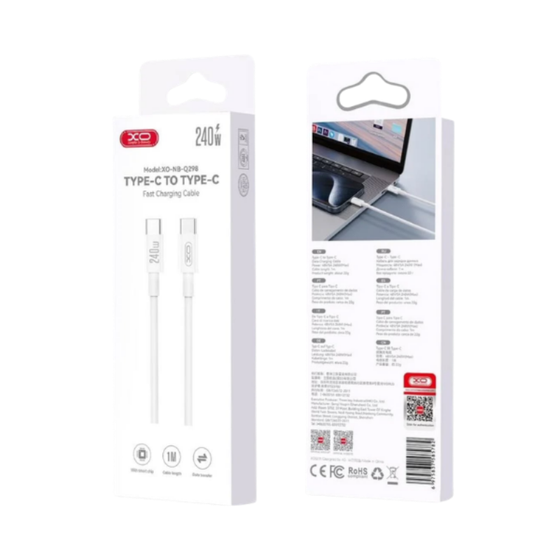 USB kabal XO NBQ298 Type C - Type C 240W White