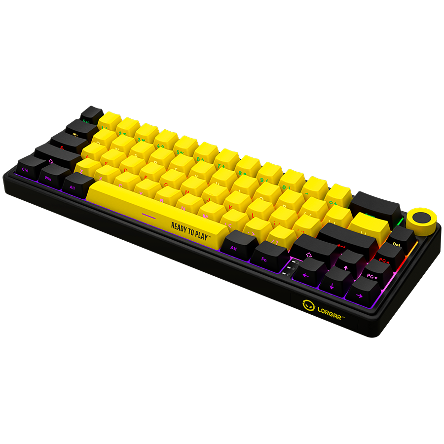 LORGAR KBP70MW, Wireless 65% Mechanical Gaming Keyboard Pro, Black/yellow, EN layout - slika 2