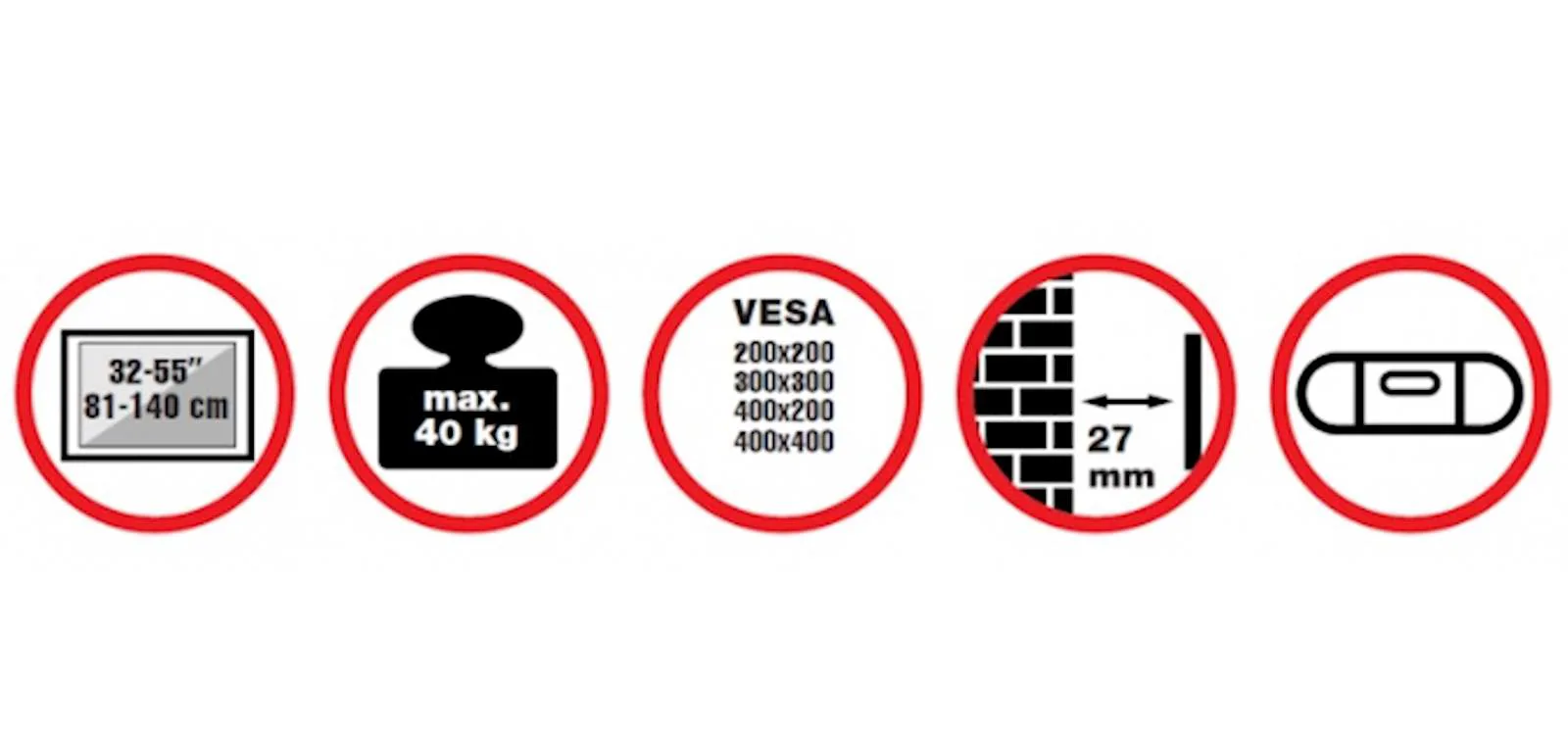 Nosač REFLECTA za TV Slim 55-4040; 32-55", 27mm distance to wall, max load 40kg, water level - slika 6