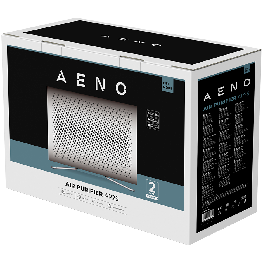 AENO Air Purifier AP2S, Wi-Fi, UV lamp, ionization, Tvoc sensor, CADR 420 m³/h, 50 m2, carbon filter + Hepa H13, wall mounting - slika 5