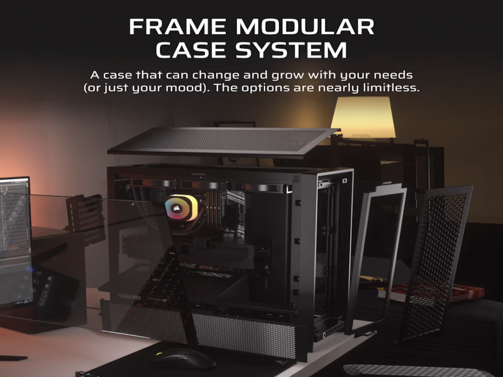 CORSAIR FRAME 4000D Case360mm radiator, 170mm cooler430mm GPU, ATX, Black - slika 8