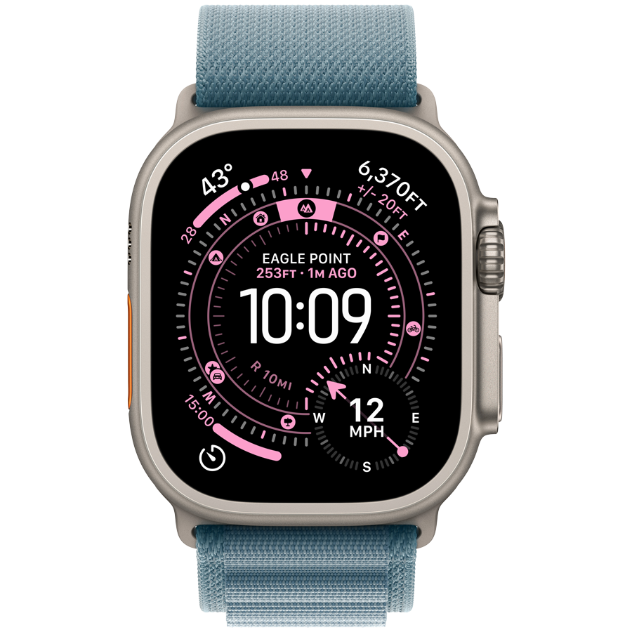 Apple Watch Ultra 3 Cellular 49mm Natural Titanium Case with Light Blue Alpine Loop - Large - slika 2