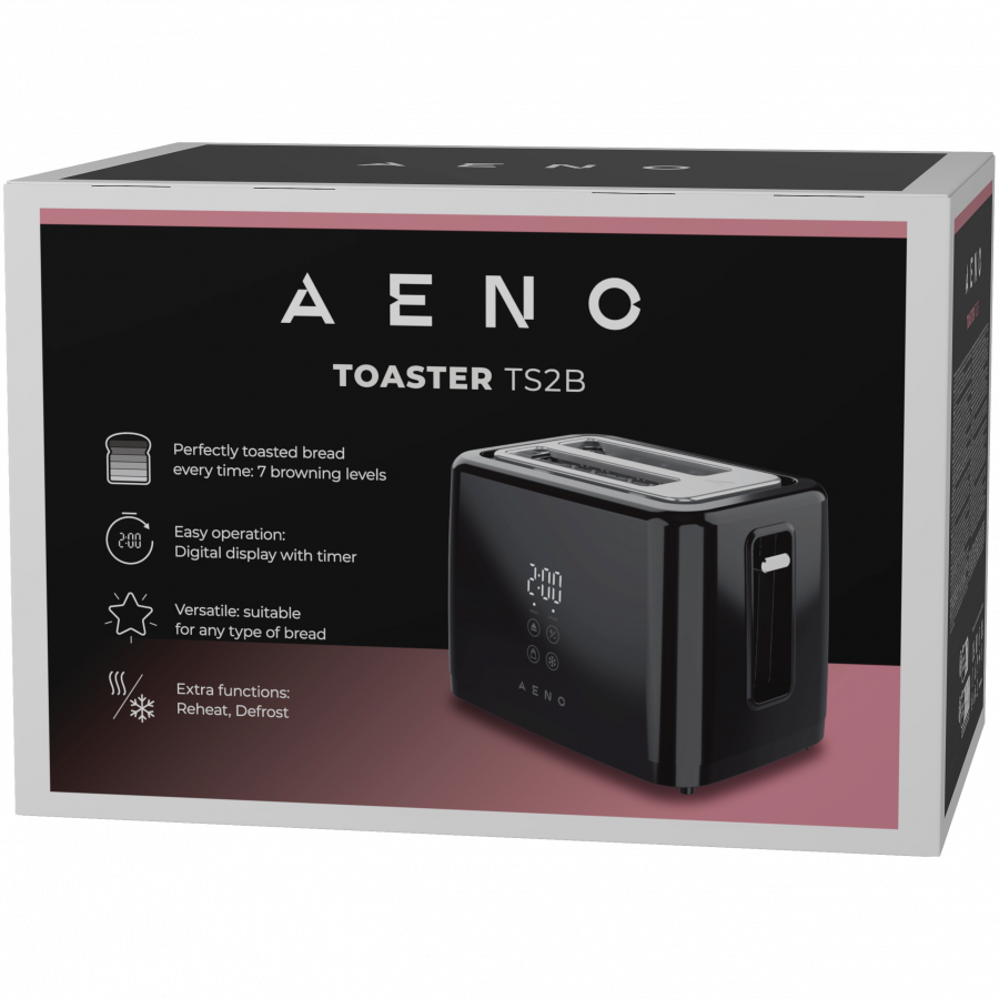 Electric Toaster, black, 220-240V, 50-60Hz, 780-930W, 2 slots, 3 modes, 7 browning levels - slika 7