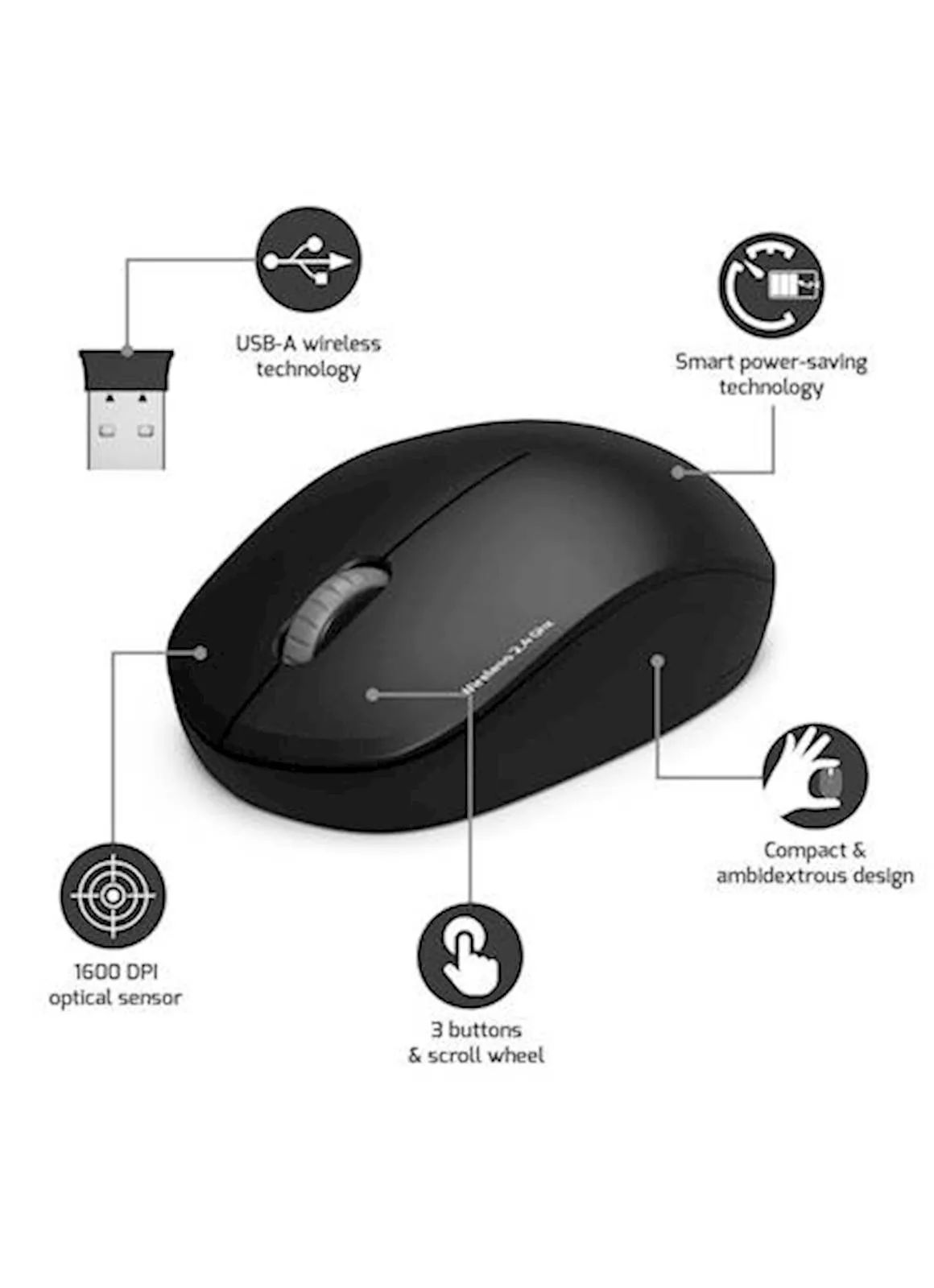 Miš PORT WL USB-A crni - slika 2