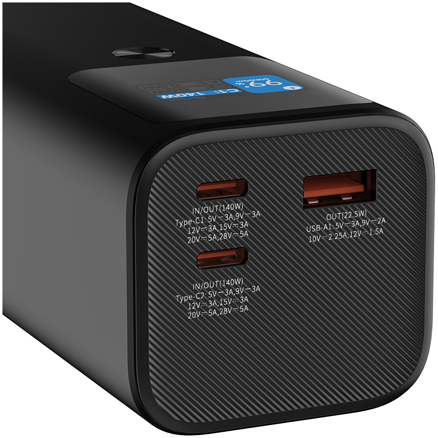 CANYON power bank PB-2010 TFT 27000 mAh 97.2Wh PD140W QC 3.0 Tamno sivi - slika 6